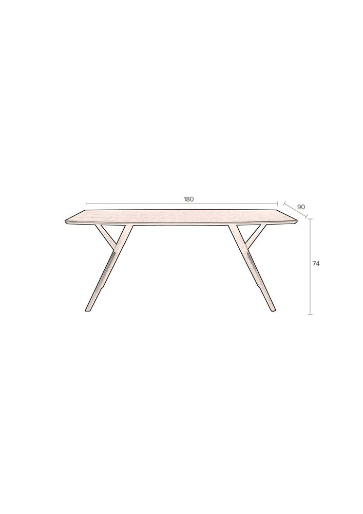 Malaya Tisch 180 x 90 cm (BxT) Walnussholz Braun