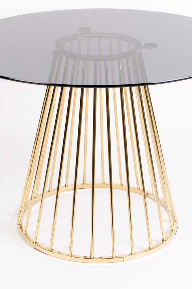 Floris Esstisch mit Glasplatte Ø104cm Gold / Grau