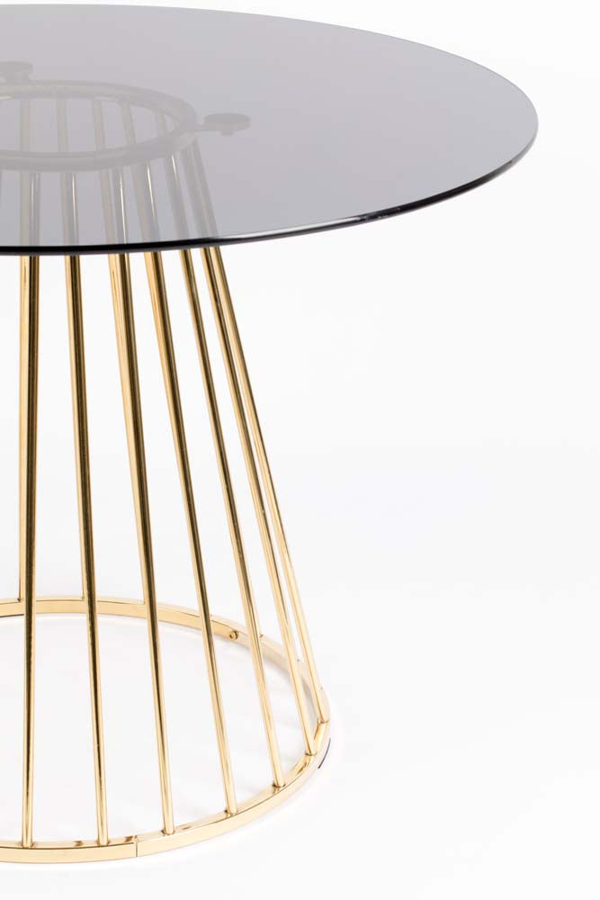 Floris Esstisch mit Glasplatte Ø104cm Gold / Grau