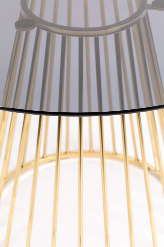 Floris Esstisch mit Glasplatte Ø104cm Gold / Grau