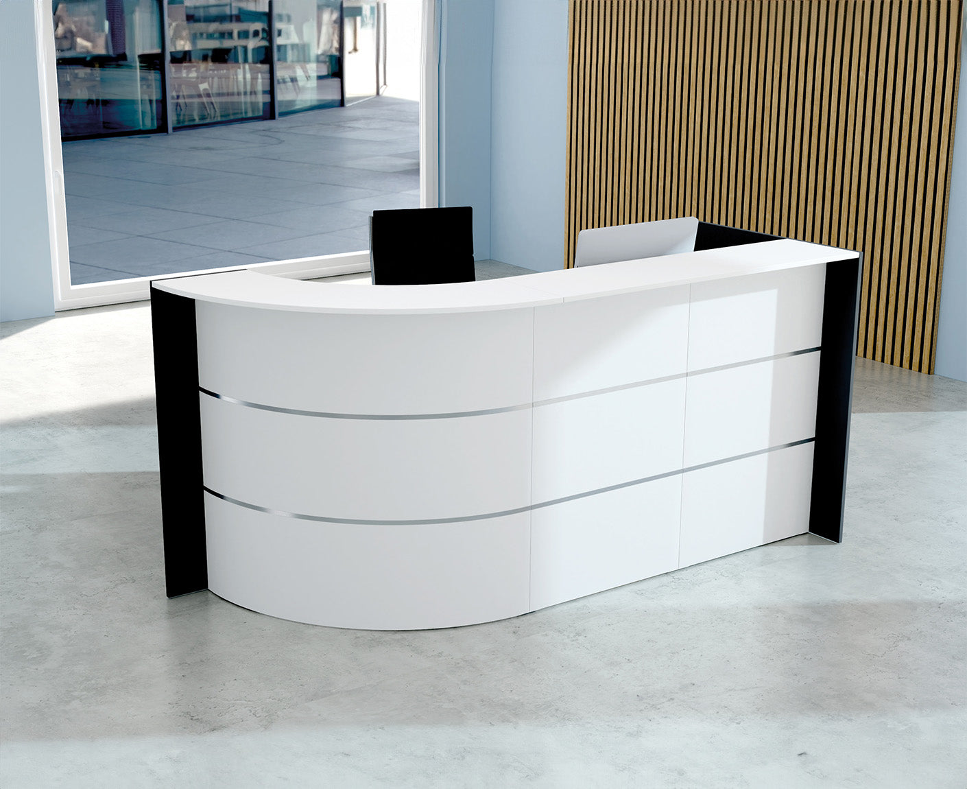 Bari up & down Empfangstheke 232 x 95 cm gebogen