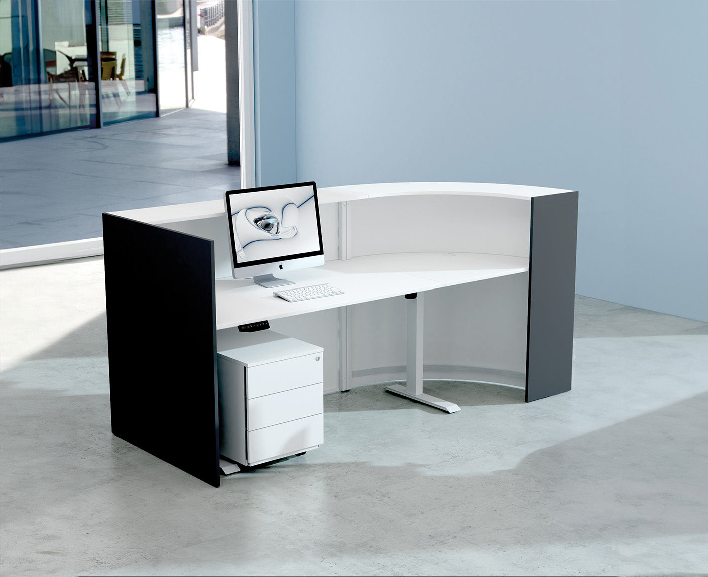 Bari up & down Empfangstheke 232 x 95 cm gebogen