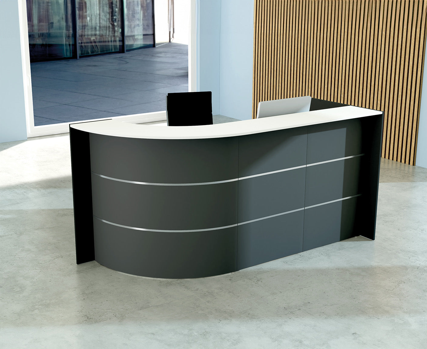 Bari up & down Empfangstheke 232 x 95 cm gebogen
