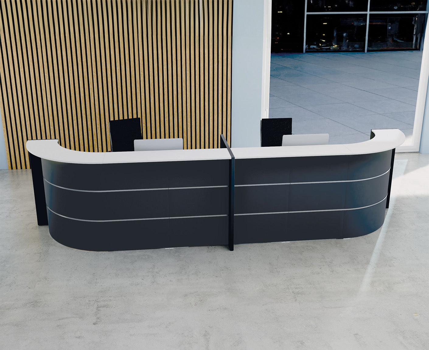 Bari up & down Empfangstheke 464 x 95 cm gebogen