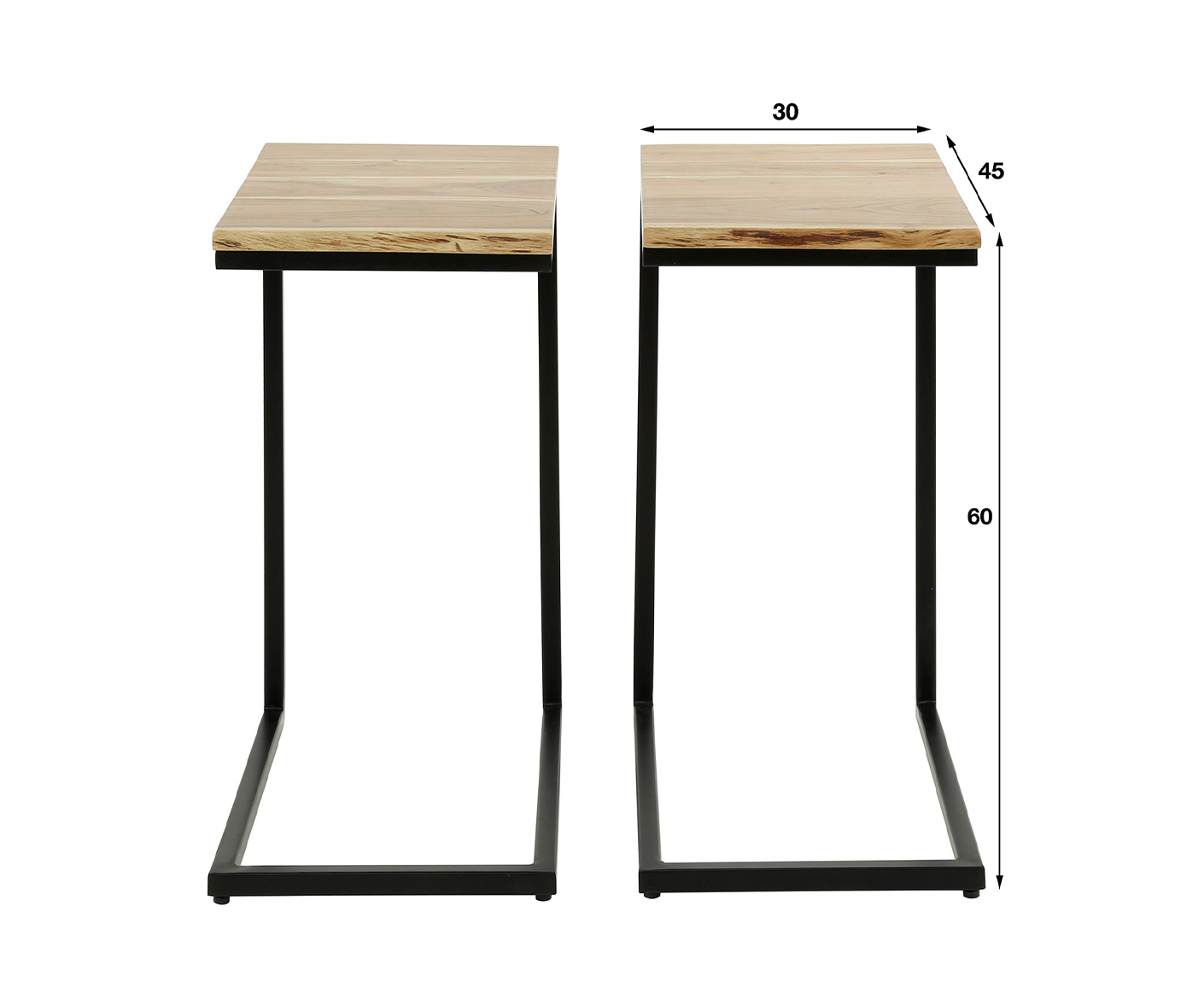 XS Edge Nachttisch 2er Set Akazie Massivholz Natur