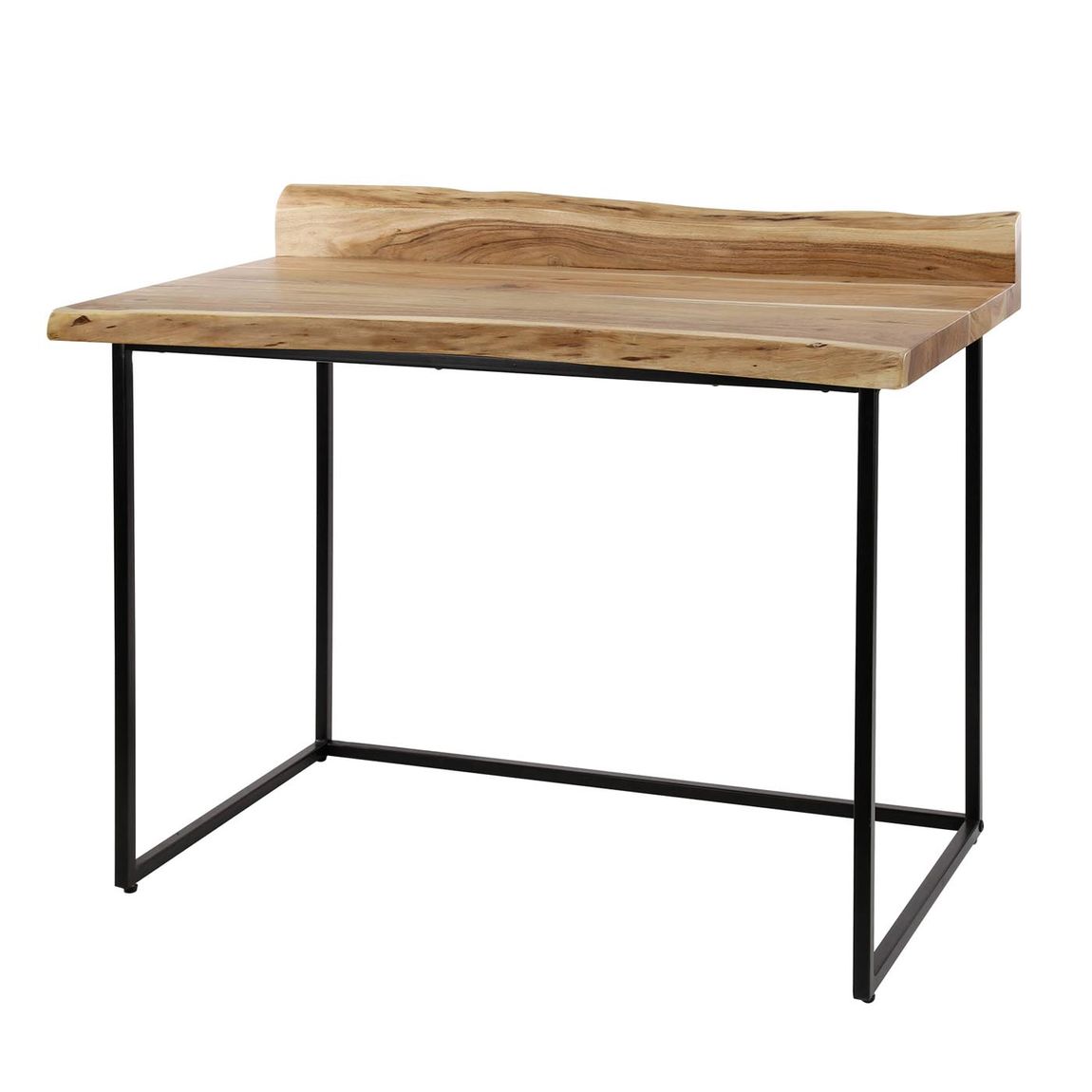 Schreibtisch 110 x 60 cm Massivholz Akazie / Schwarz