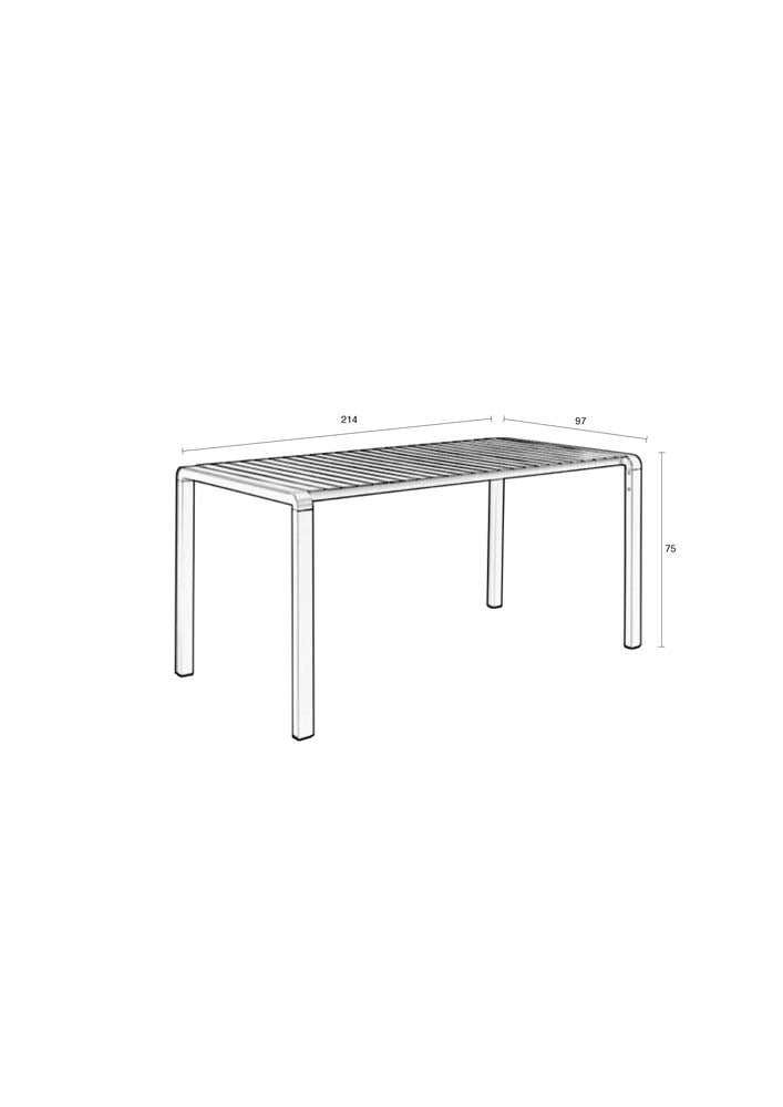 Vondel Gartentisch 214x96 cm Schwarz