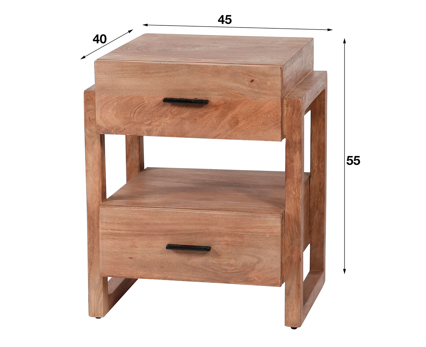 Gobi Nachttisch mit 2 Schubladen Mangoholz Massiv
