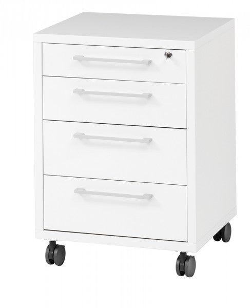 Prima Schreibtisch mit Rollcontainer 150x80cm Weiß