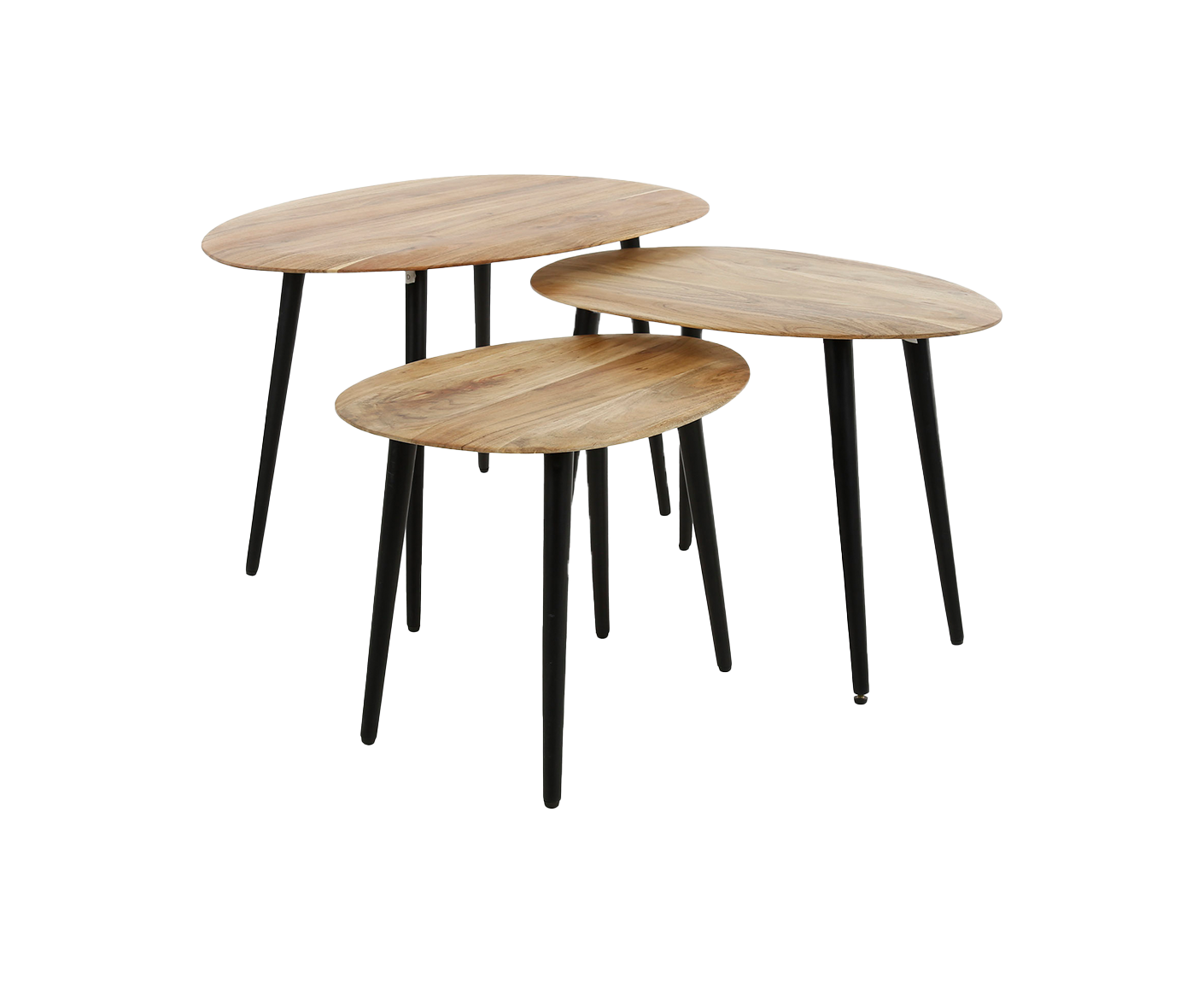 3er Set Couchtisch Akazie Massivholz Natur