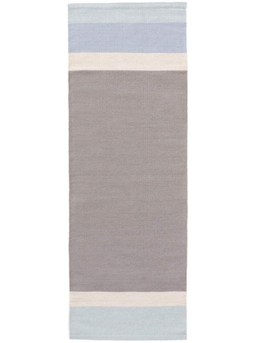 Wollteppich / Läufer New Stripes 70x200 cm Hellgrau / Minze