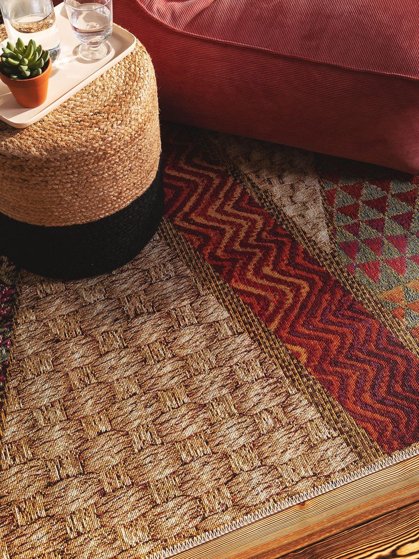 In- & Outdoor Teppich Kenya Beige / Rot