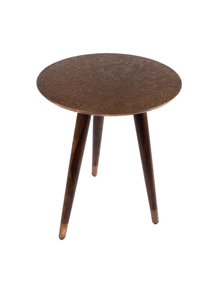 Bast Beistelltisch Sheeshamholz rund Ø40cm
