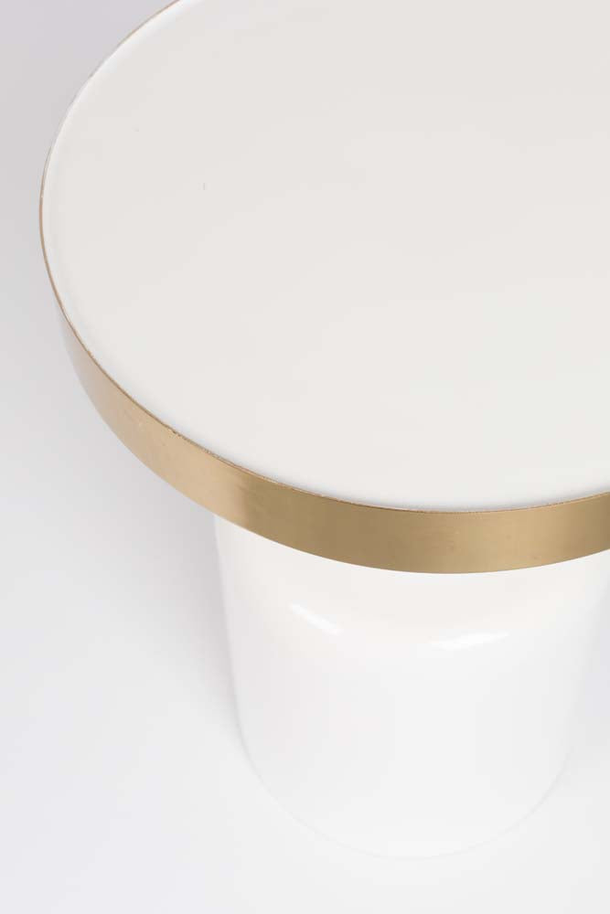 Glam Beistelltisch Ø 36cm Weiß