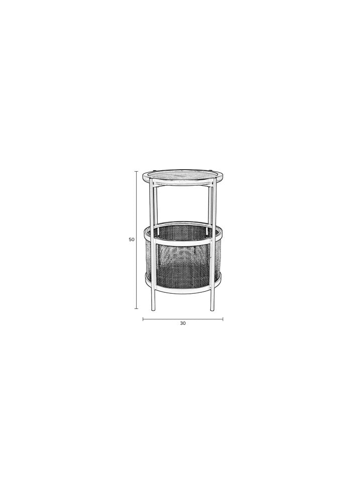 Makoto Beistelltisch Ø30cm mit Rattan Schwarz