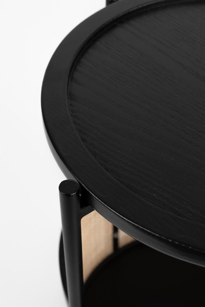 Makoto Beistelltisch Ø30cm mit Rattan Schwarz