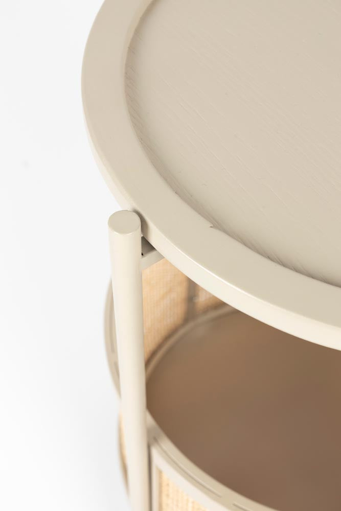 Makoto Beistelltisch Ø30cm mit Rattan Taupe