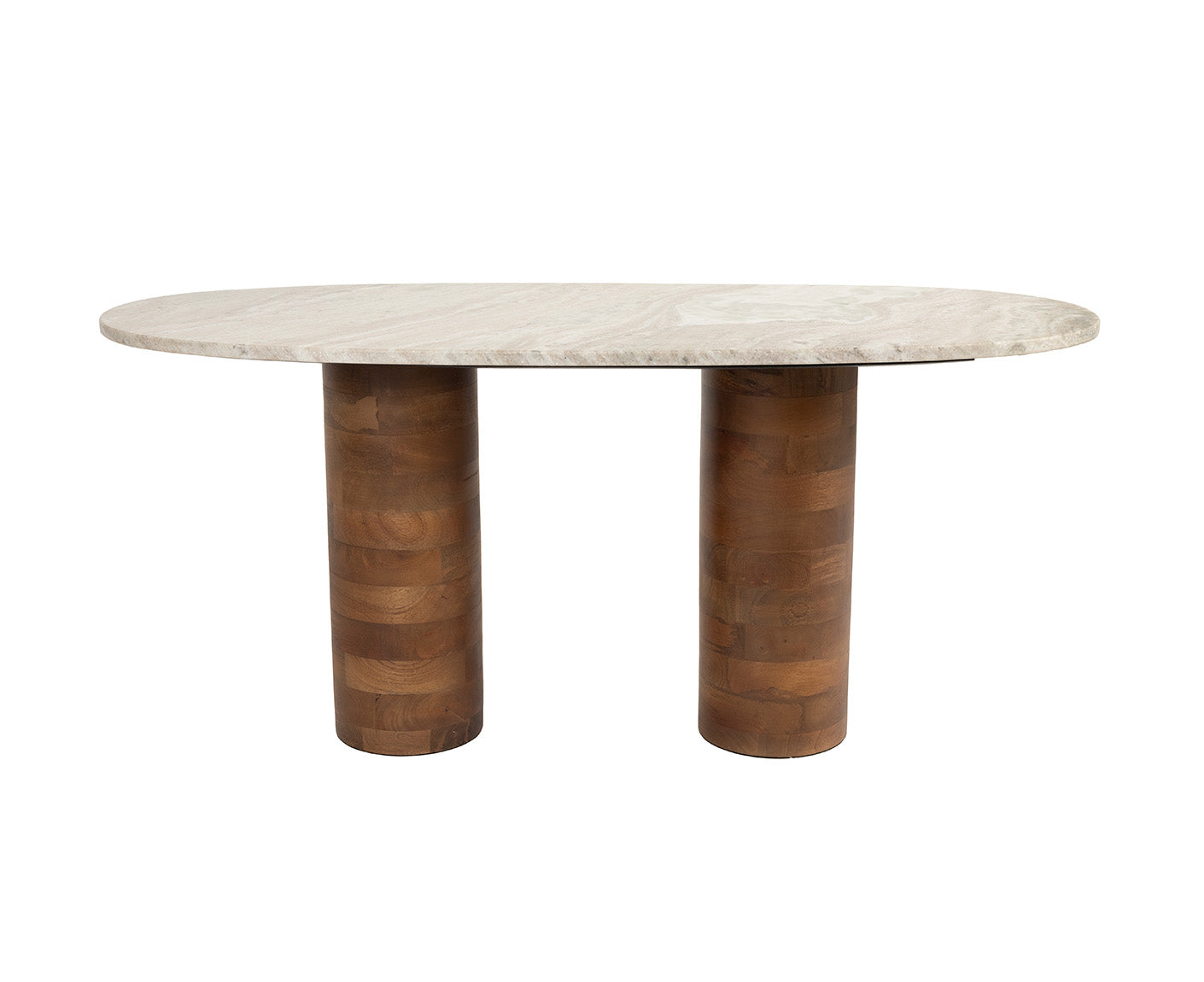 Kouk Couchtisch Oval Marmor / Massivholz Mango