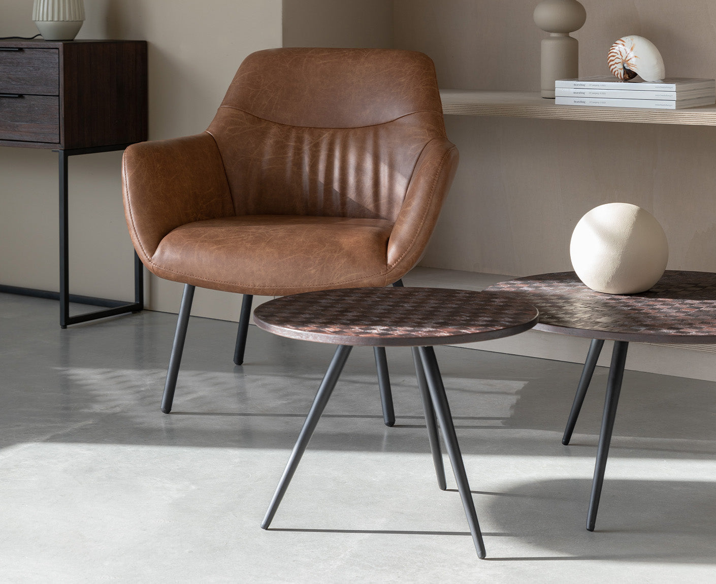 Webster Couchtisch Teak / Schwarz 2-er Set