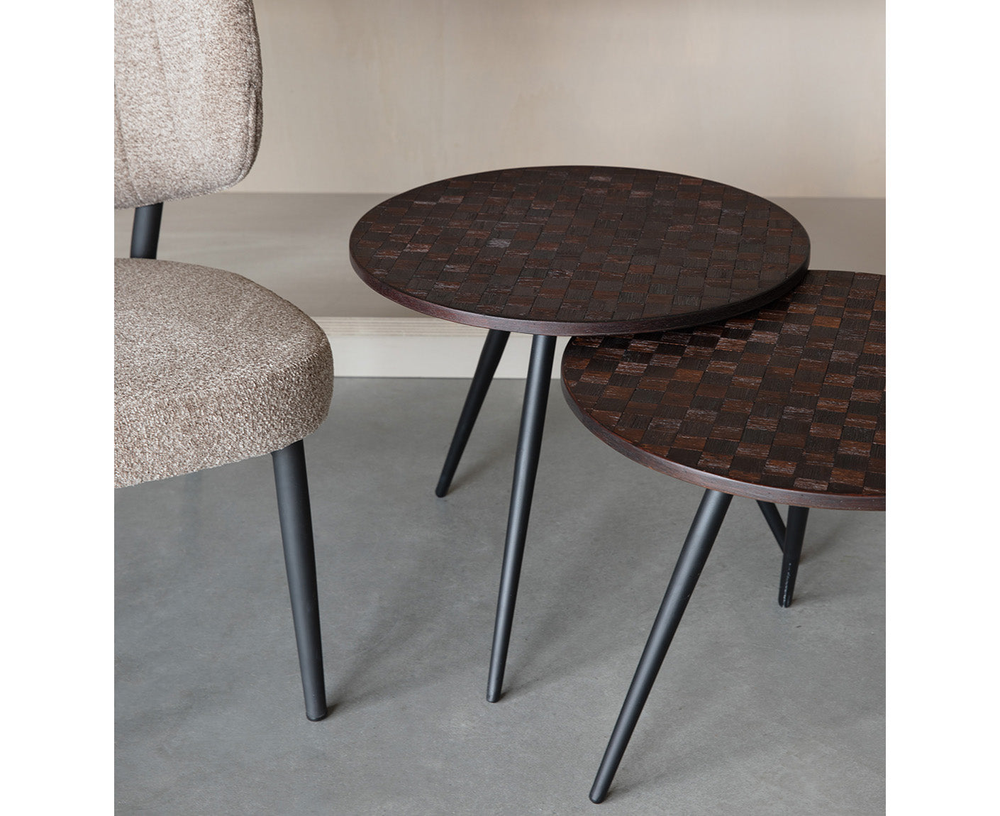 Webster Couchtisch Teak / Schwarz 2-er Set