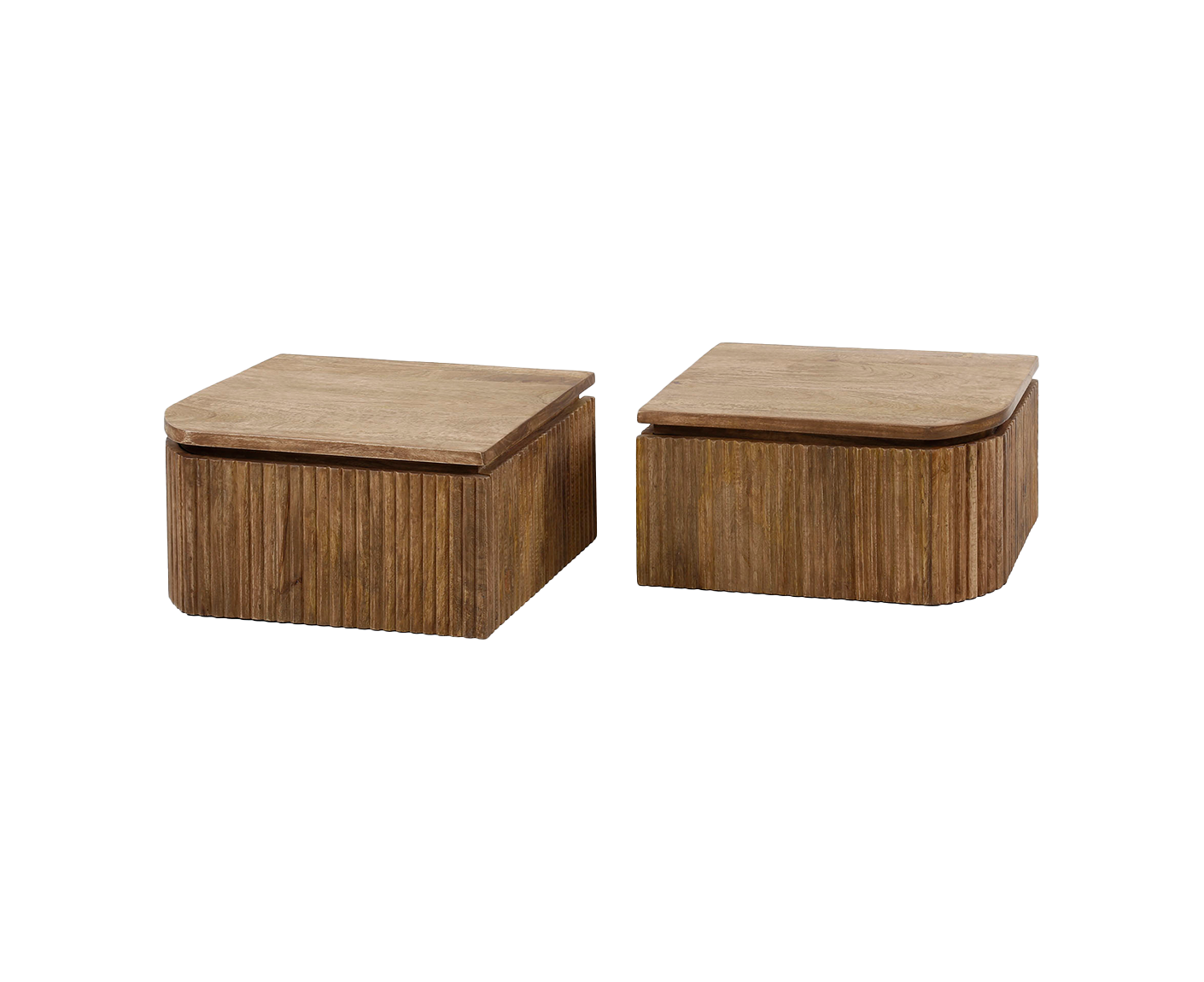 2er Set Nachttisch Mango Massivholz Sand