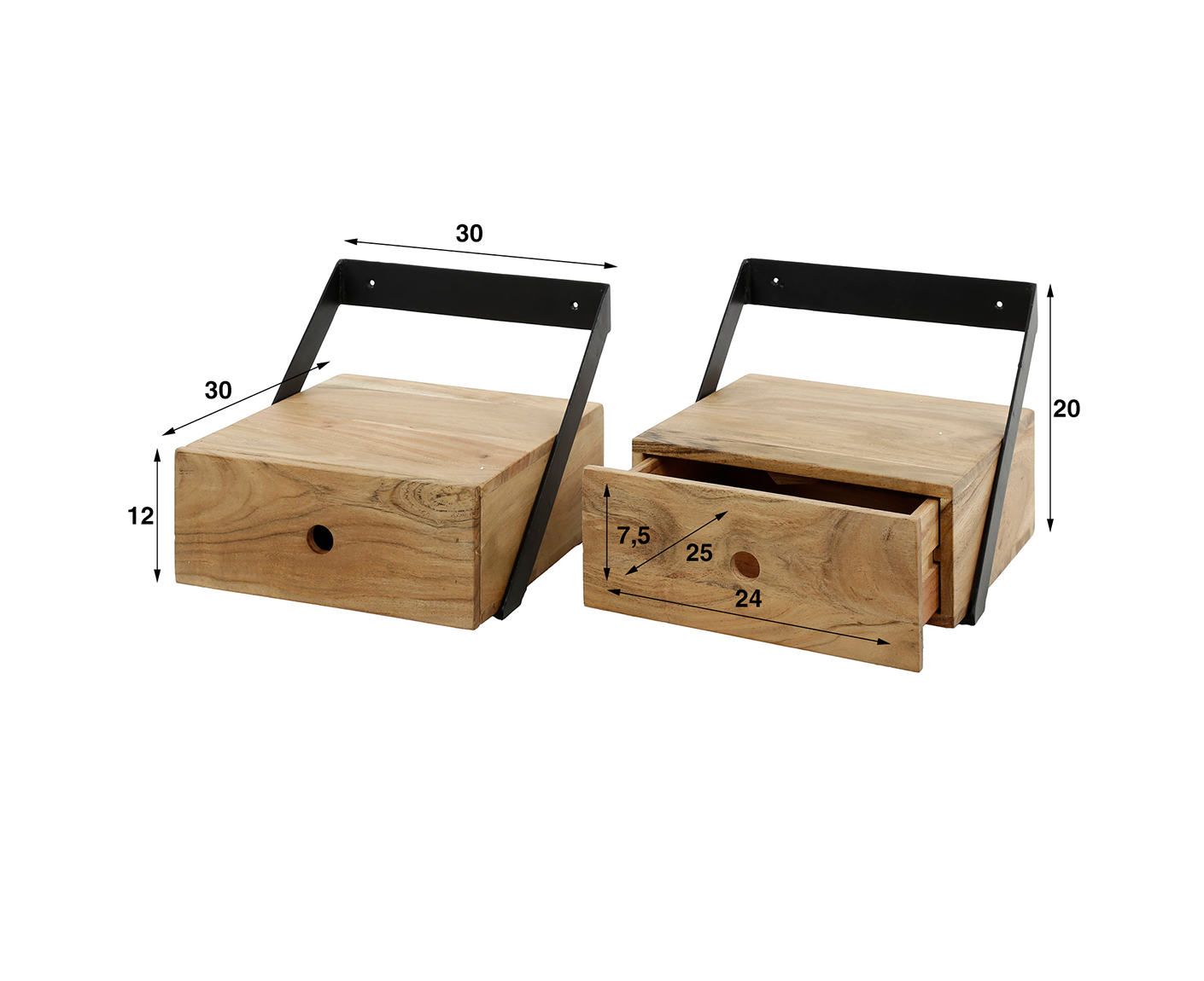 2er Set Couchtisch XS Akazie Massivholz Natur