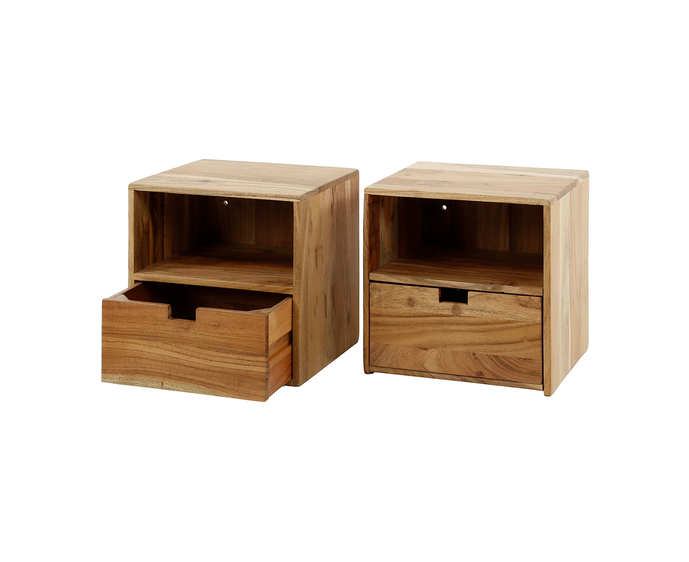 2er Set Couchtisch S Akazie Massivholz Natur