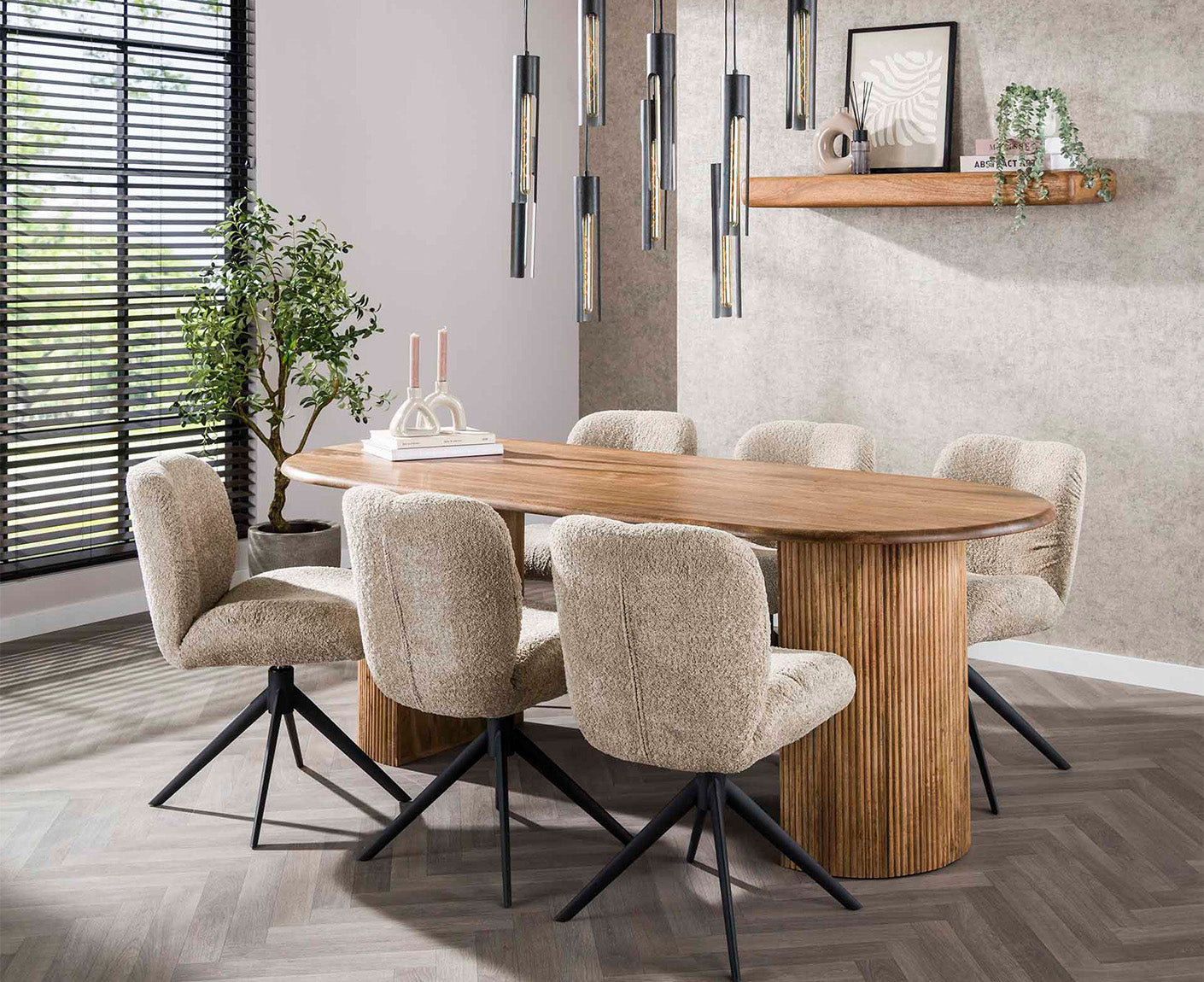 Wave Esstisch 215 cx 90 cm (BxT) Mango Massivholz Sand