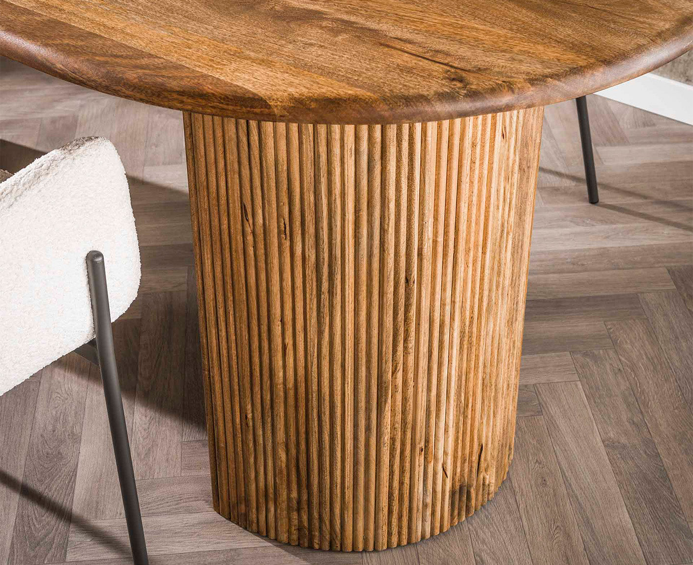 Wave Esstisch 215 cx 90 cm (BxT) Mango Massivholz Sand