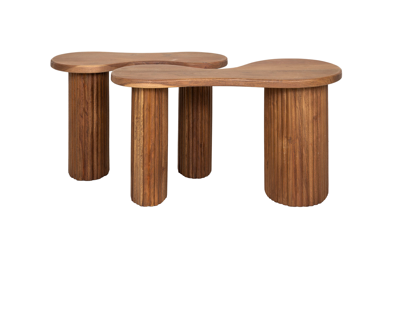 2er Set Couchtisch Akazie Massivholz