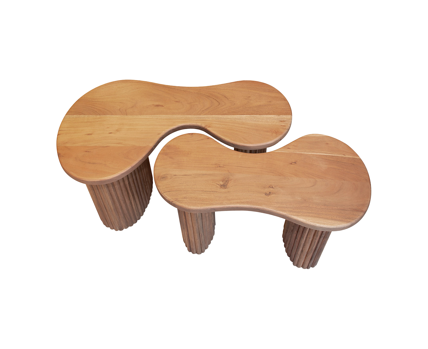 2er Set Couchtisch Akazie Massivholz
