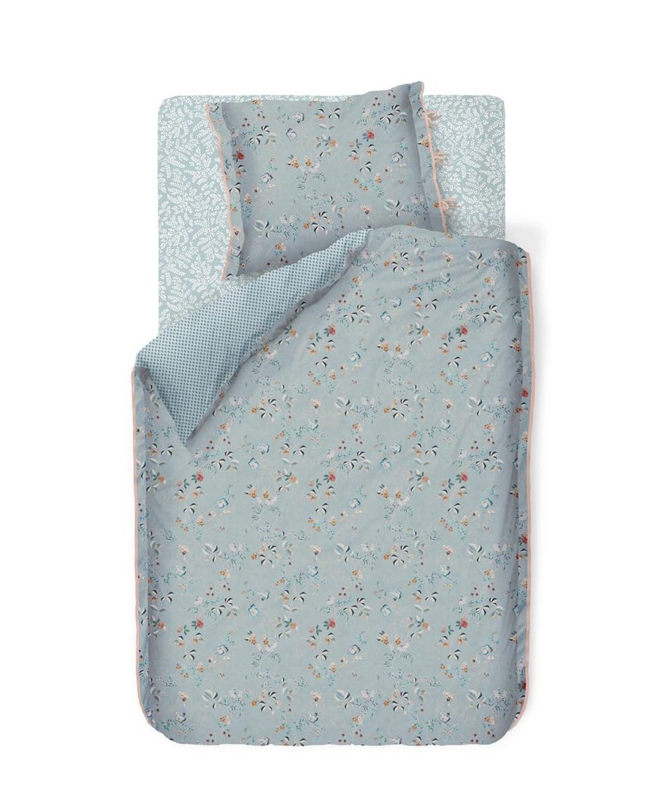 Pip Leafy Spannbettlaken Pocket Blaugrau
