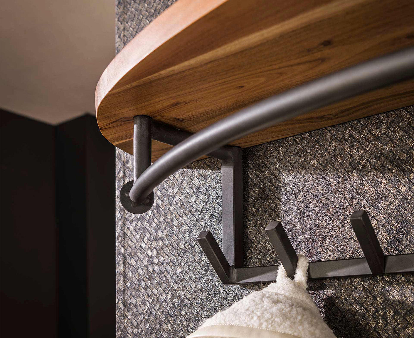 Wandgarderobe inkl. Haken Akazie Massivholz