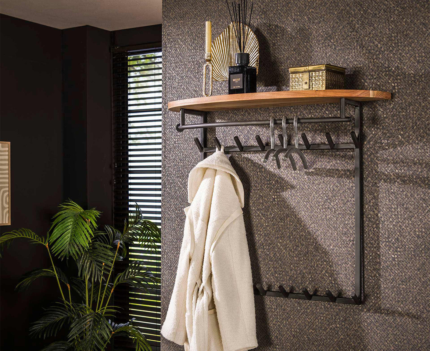 Wandgarderobe inkl. Haken Akazie Massivholz