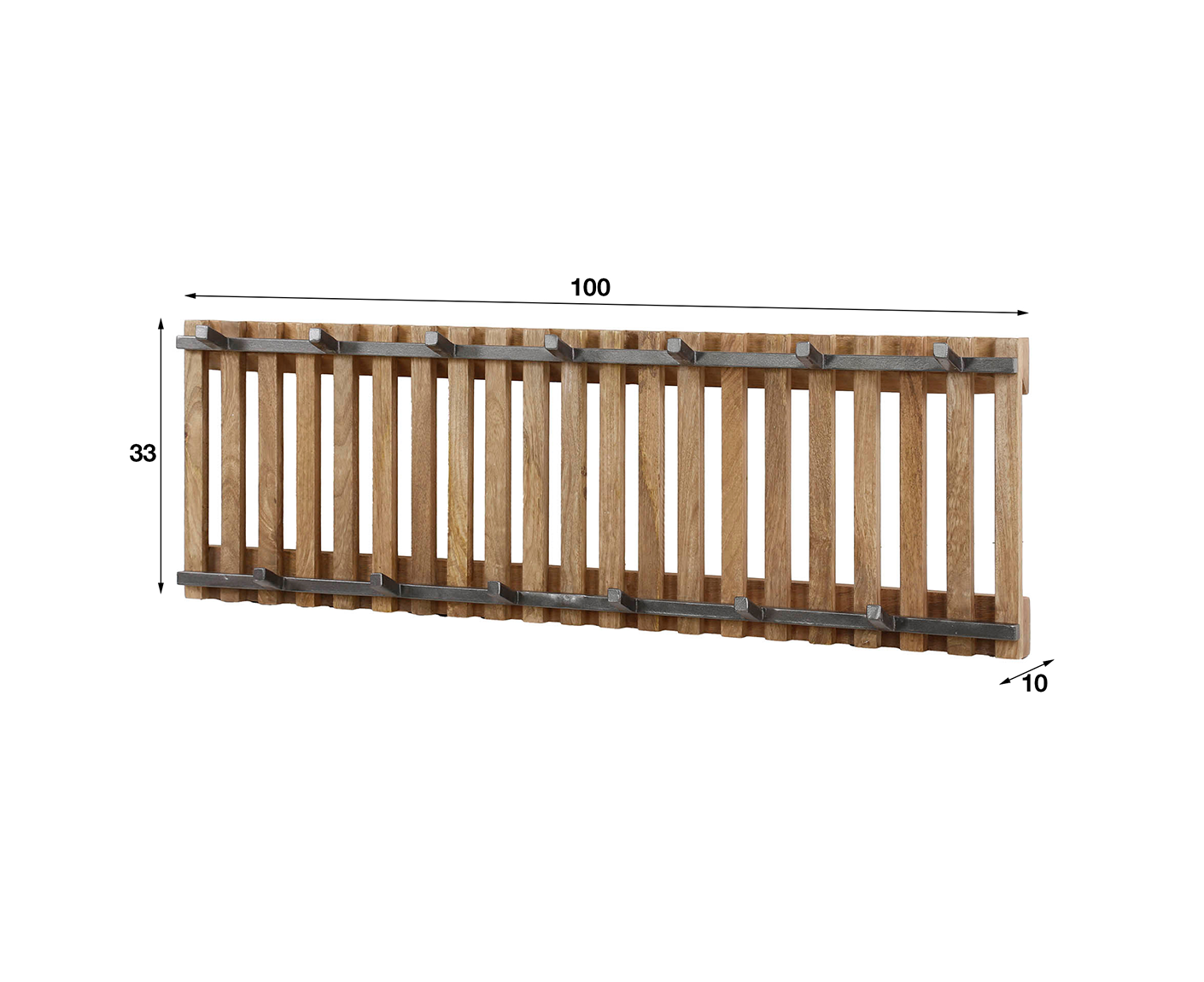 Wandgarderobe breit Mango Massivholz Sand