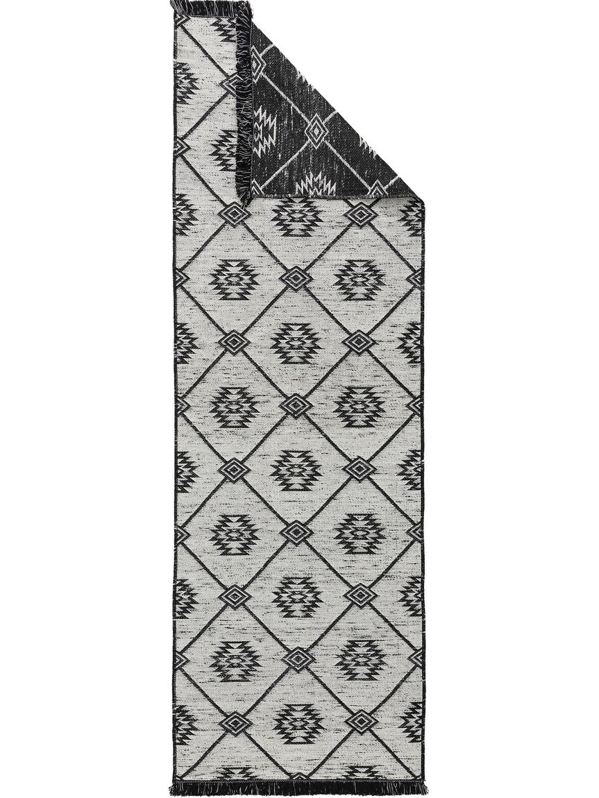 Teppich Läufer aus recyceltem Material Vigo 80x240 cm Beige / Schwarz