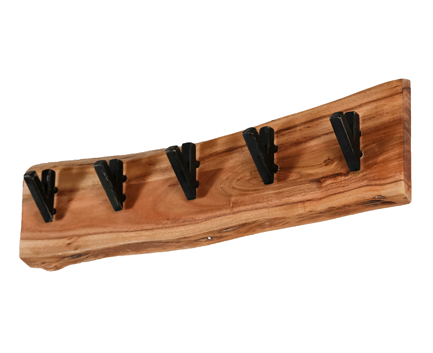Edge Garderobenpaneel mit 5 Kleiderhaken Akazie Massivholz Natur