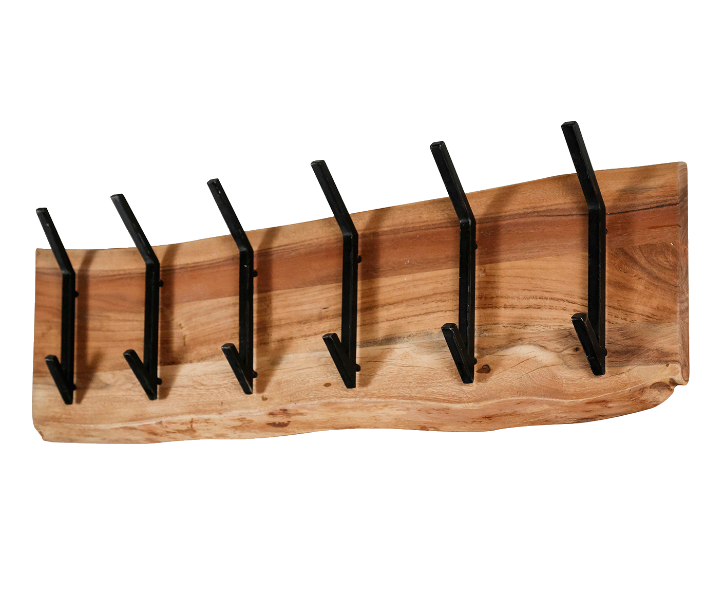 Edge Garderobenpaneel mit 6 Kleiderhaken Akazie Massivholz Natur