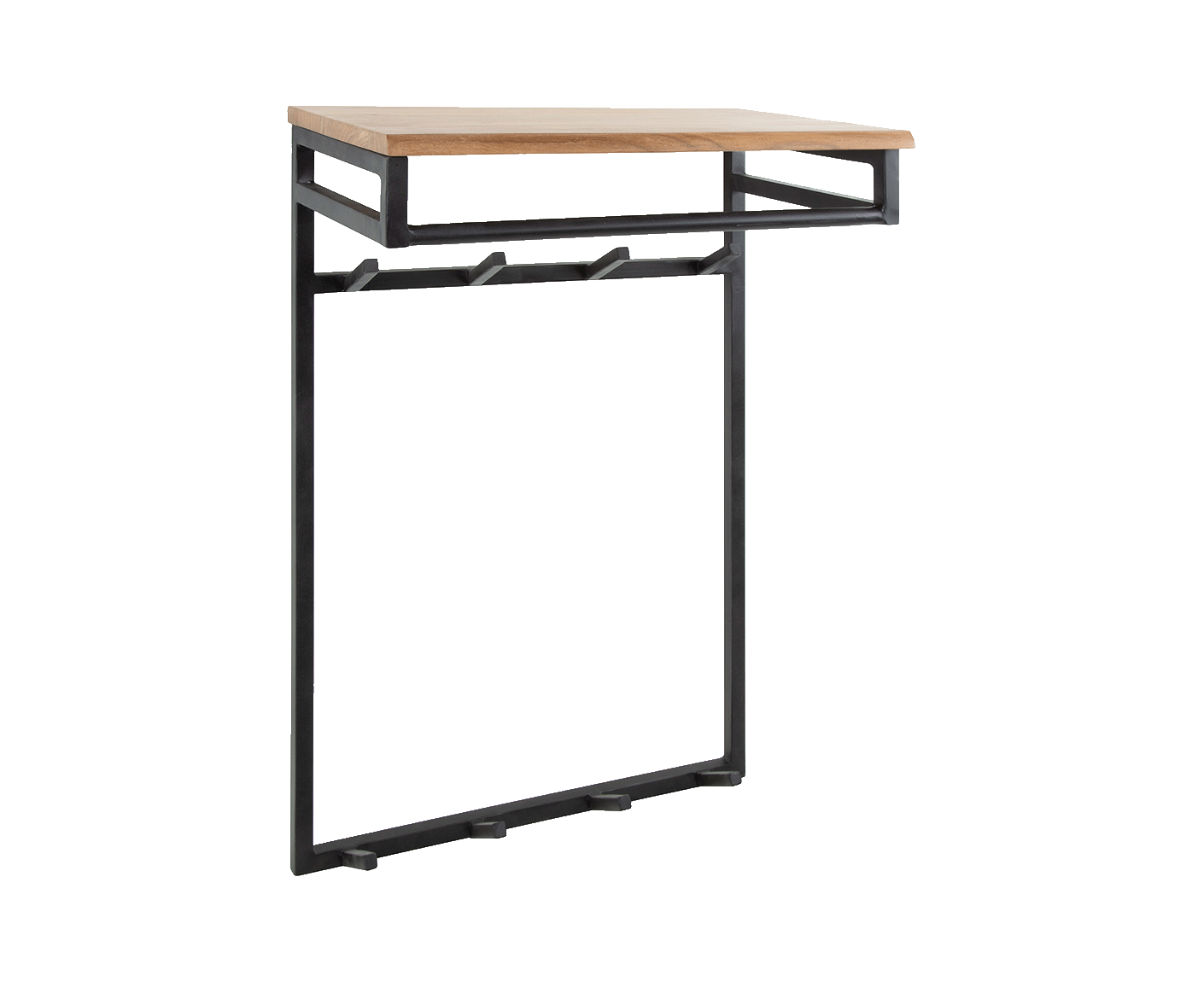 Custom Garderobe mit 2x4 Kleiderhaken Akazie Massivholz Natur