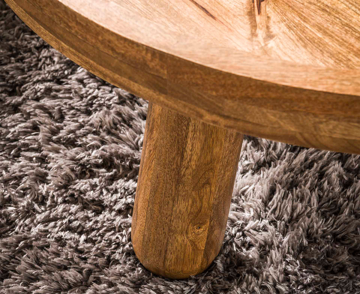 2er Set Couchtisch rund Mango Massivholz