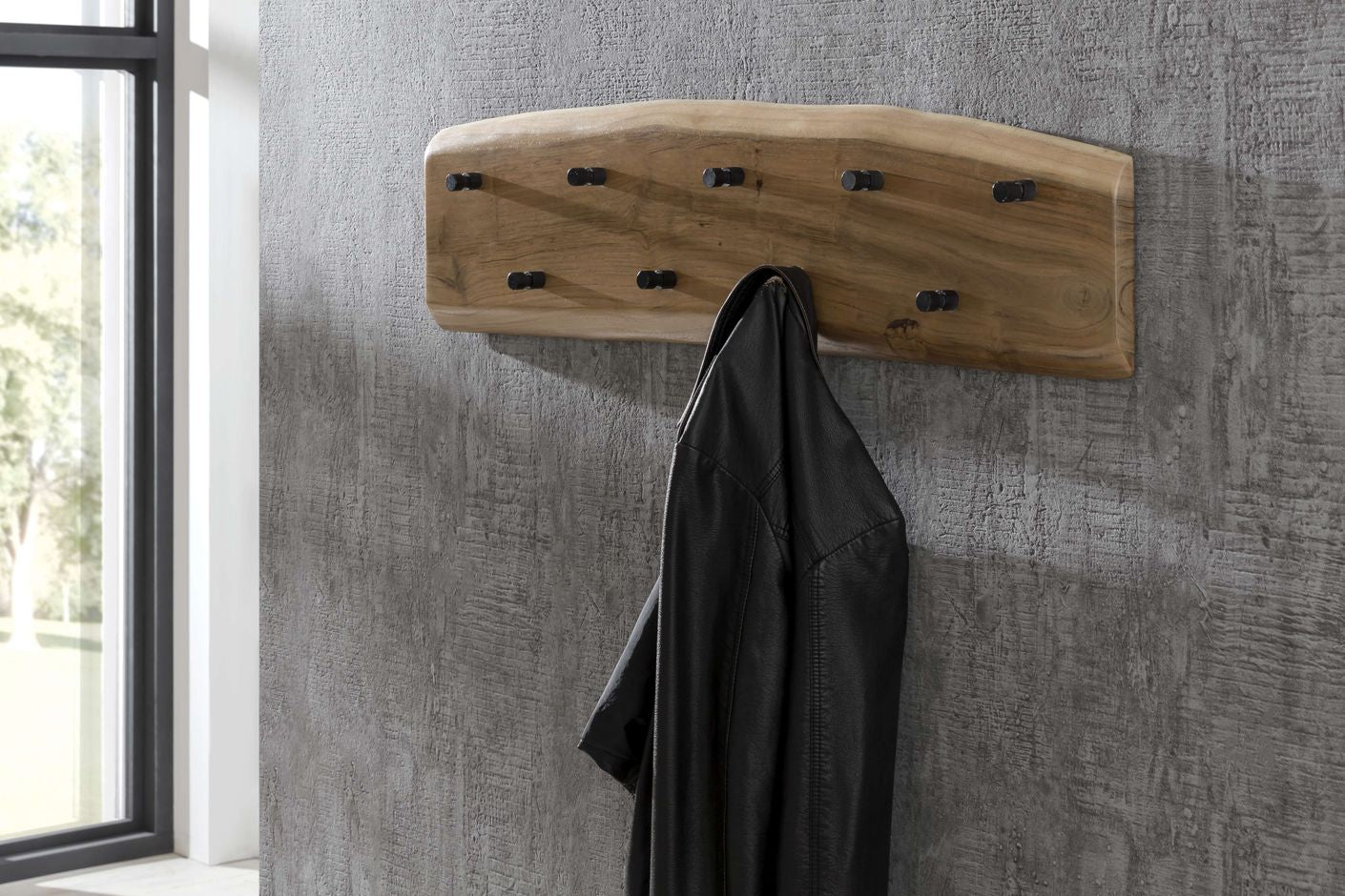 ALBERA Wandgarderobe, 9 Haken Natur