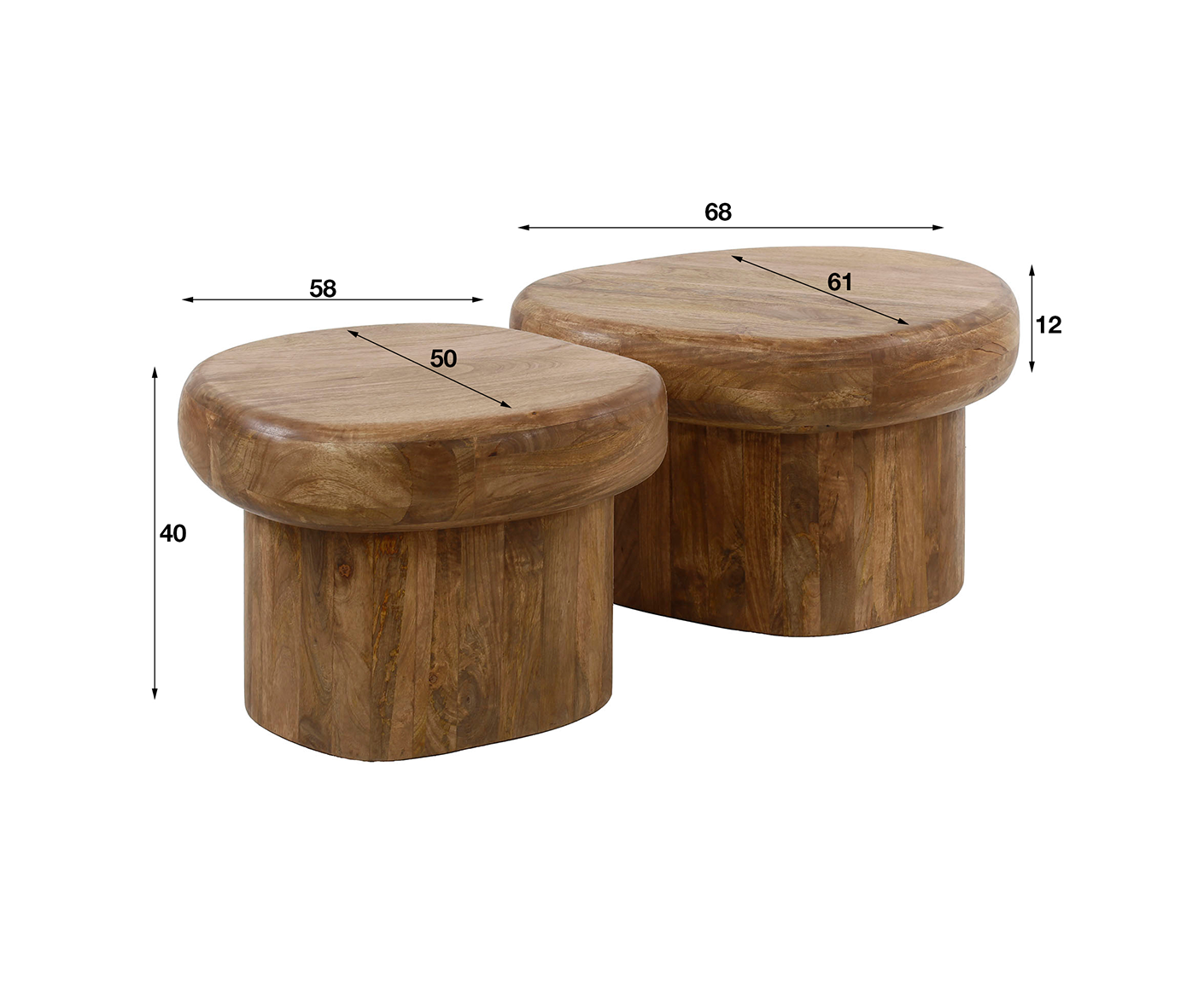 Couchtisch 2er Set Sleek Massiv Mangoholz Sand