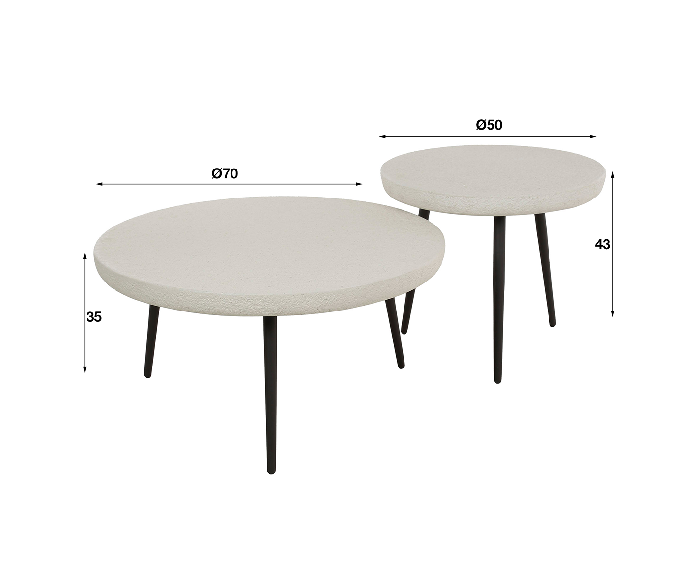 Couchtisch 2er Set rund Stone