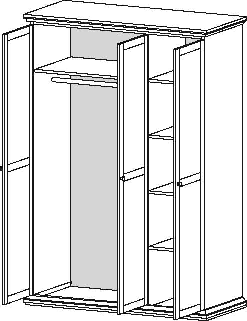 Paris Kleiderschrank 3-türig Weiß