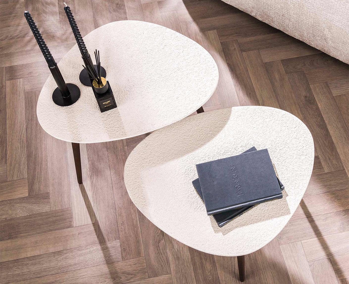 Couchtisch 2er Set dreieckig Stone / Marmor Composite