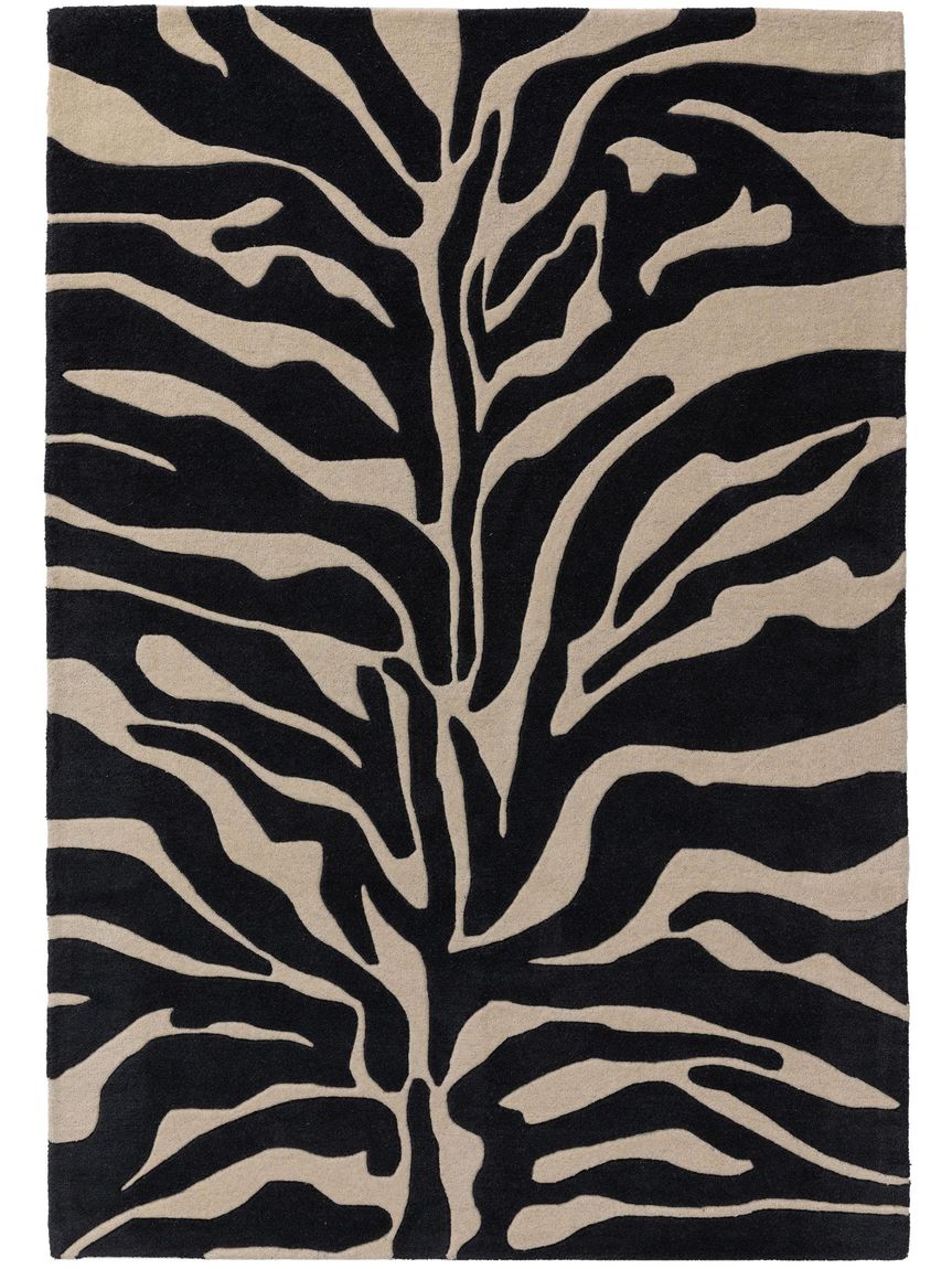 Wollteppich Animal Schwarz / Weiß