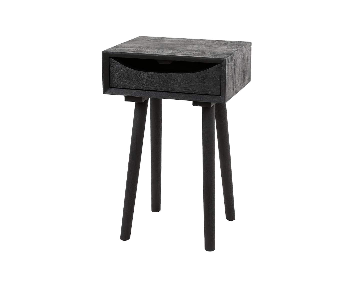 Nachttisch 1L Sleek Wood Inlay / Massiv Akazie schwarz