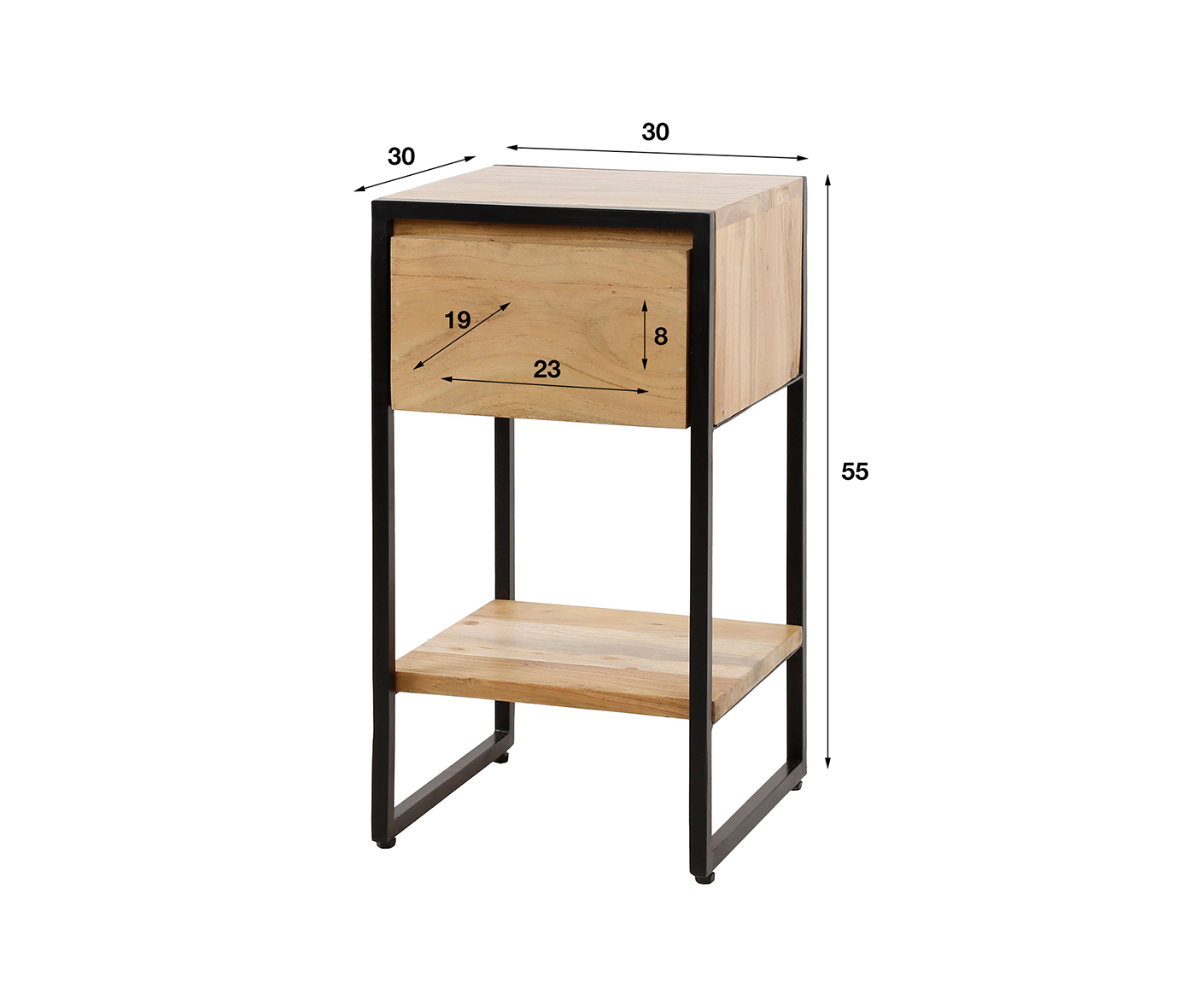 Nachttisch 1L XS Straight Wood / Massiv Akazie Natur