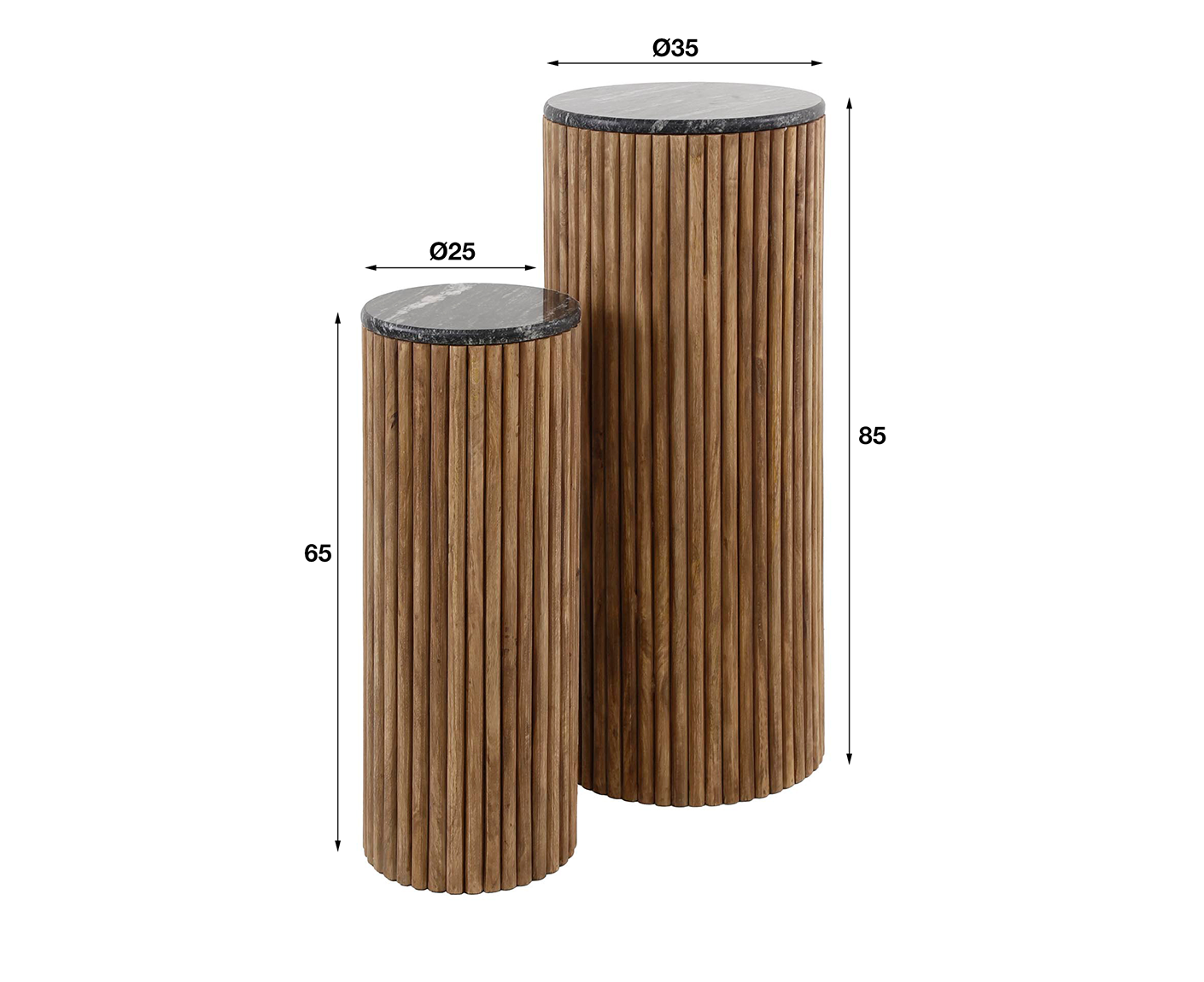 Blumentisch 2er Set Midnight / Schwarz Marmor