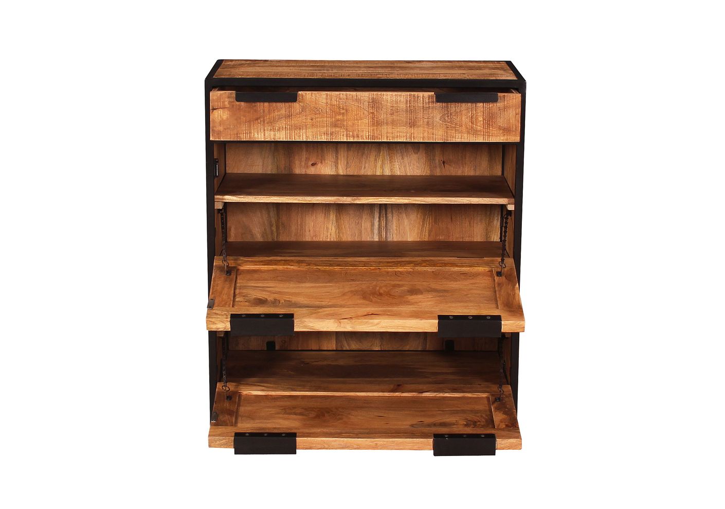 SIDNEY Schuhschrank Natur, Schwarz